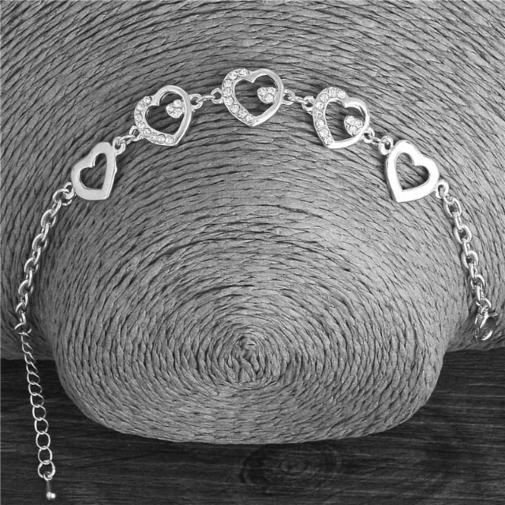 ❤️gorgeous simulated diamond heart silver bracelet